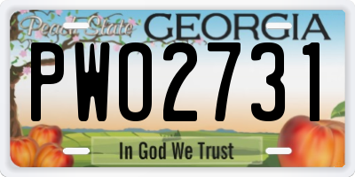 GA license plate PWO2731