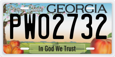 GA license plate PWO2732