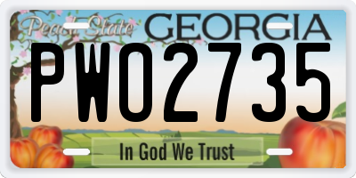 GA license plate PWO2735