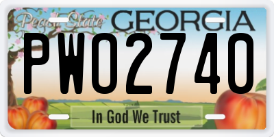 GA license plate PWO2740