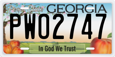 GA license plate PWO2747