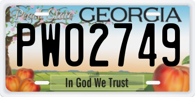 GA license plate PWO2749