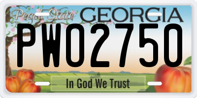 GA license plate PWO2750