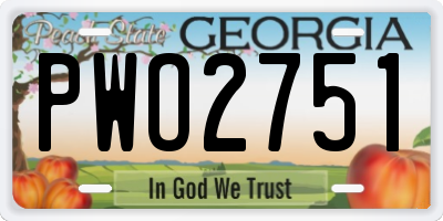GA license plate PWO2751