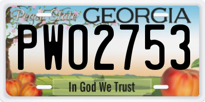 GA license plate PWO2753