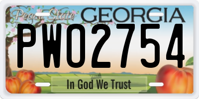 GA license plate PWO2754