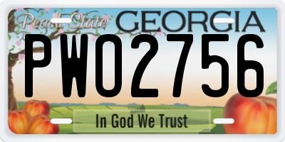 GA license plate PWO2756
