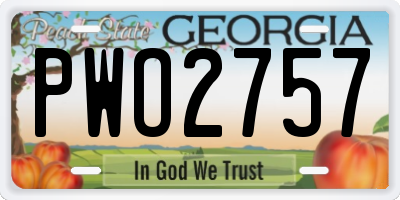 GA license plate PWO2757