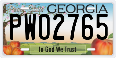 GA license plate PWO2765