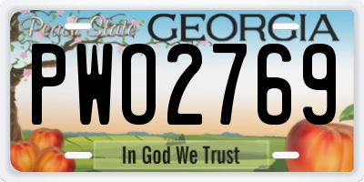 GA license plate PWO2769