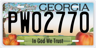 GA license plate PWO2770