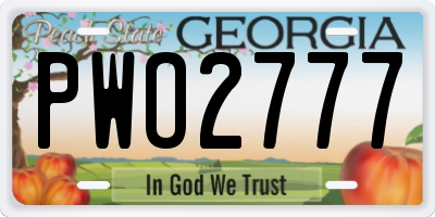 GA license plate PWO2777