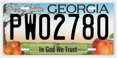 GA license plate PWO2780