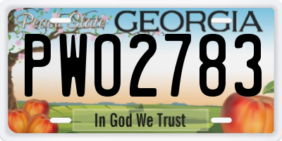 GA license plate PWO2783