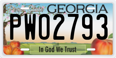 GA license plate PWO2793
