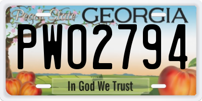 GA license plate PWO2794