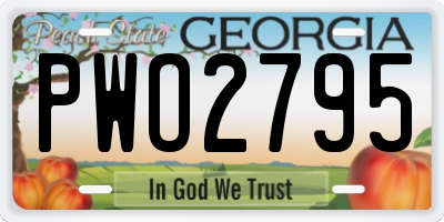 GA license plate PWO2795