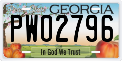 GA license plate PWO2796