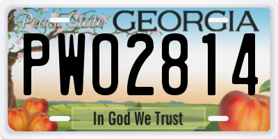 GA license plate PWO2814