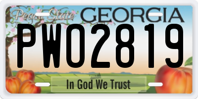 GA license plate PWO2819