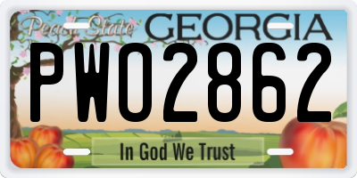 GA license plate PWO2862