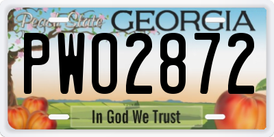GA license plate PWO2872