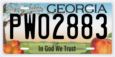 GA license plate PWO2883