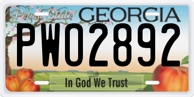 GA license plate PWO2892