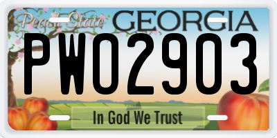 GA license plate PWO2903