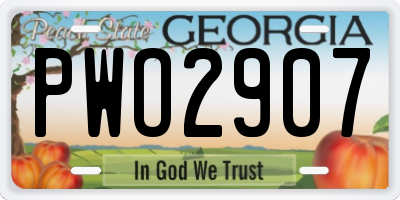 GA license plate PWO2907