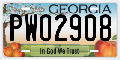 GA license plate PWO2908