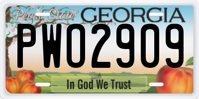 GA license plate PWO2909