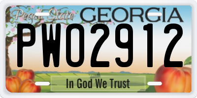 GA license plate PWO2912