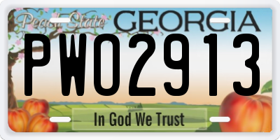 GA license plate PWO2913