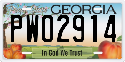 GA license plate PWO2914