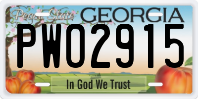 GA license plate PWO2915