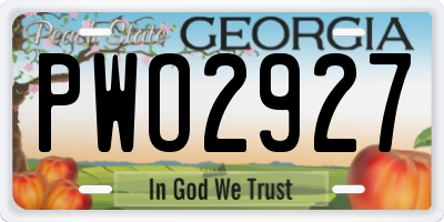 GA license plate PWO2927