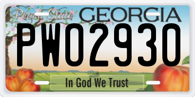 GA license plate PWO2930