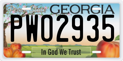 GA license plate PWO2935