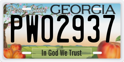 GA license plate PWO2937