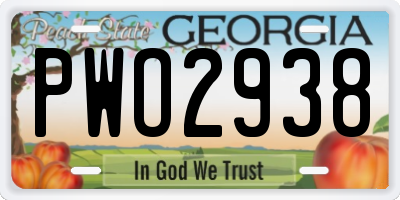 GA license plate PWO2938