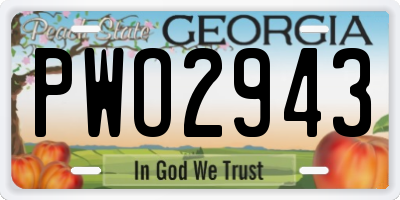 GA license plate PWO2943
