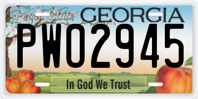 GA license plate PWO2945