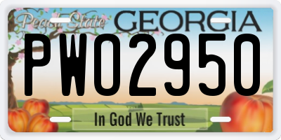 GA license plate PWO2950