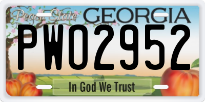 GA license plate PWO2952