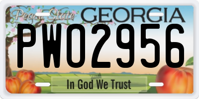 GA license plate PWO2956