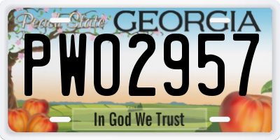 GA license plate PWO2957