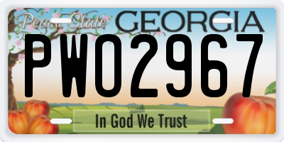 GA license plate PWO2967
