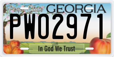 GA license plate PWO2971