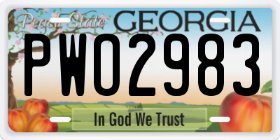 GA license plate PWO2983